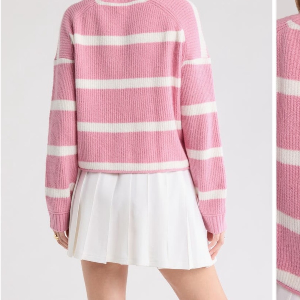 Abound Pink and White Striped Sweater - Picture 3 of 10